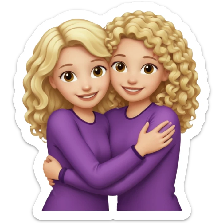 curly blonde hair whitegirl hugging straight blonde. hair. white girl sticker