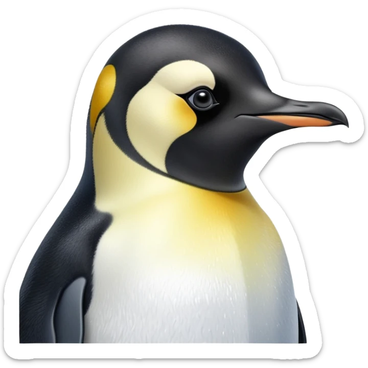 cinematic-adult-emperor-penguin-portrait-emoji,-head-tilted-playfully-and-inquisitively,-with-glossy,-pristine-plumage,-sparkling-eyes-filled-with-curiosity,-simplified-yet-irresistibly-adorable-features, black face sticker