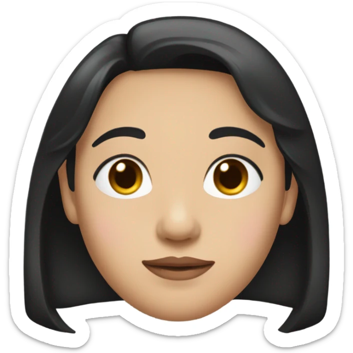 a black medium hair with chinese brown eyes a small nose and pinky l sticker