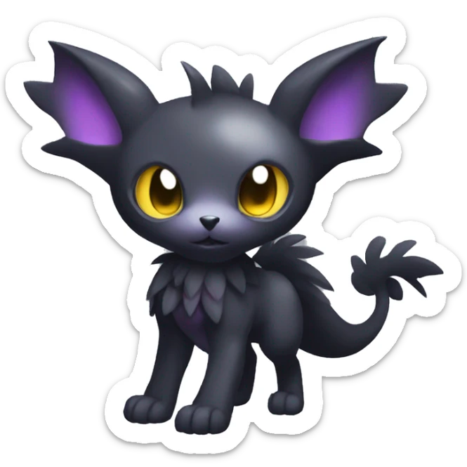 Cute cool shiny fantasy dark-shadow-themed animal hybrid Fakemon full body sticker