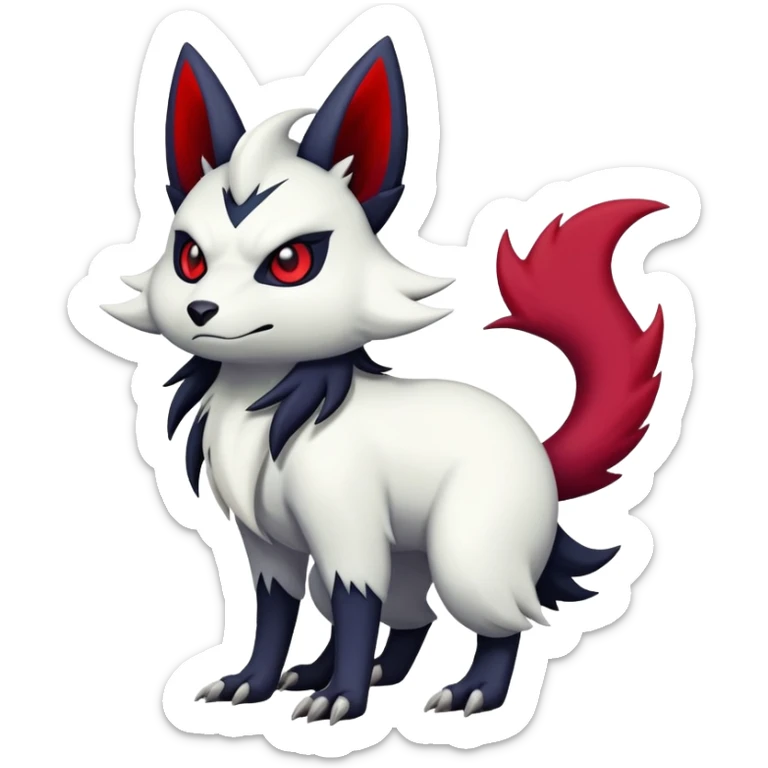 Vampiric feral gothic emo dark Zangoose-Absol-Fakémon-hybrid-creature (full body) sticker