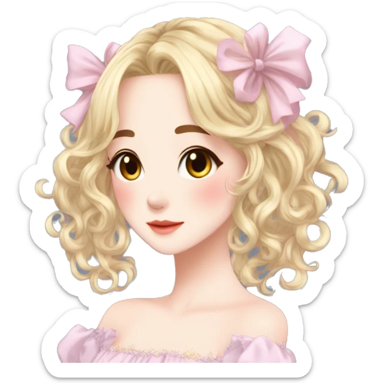 Cute gorgeous pretty attractive anime lady beautiful hair with gorgeous dress fairycore cottagecore detailed high quality trending VOGUE aesthetic sticker