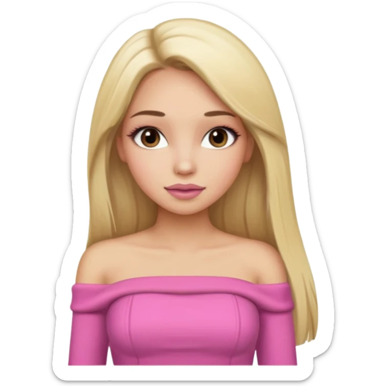 Mädchen mit blondem glattem sehr langem Haar und rosanen top ohne Träger und für den Winter und latina make up sticker