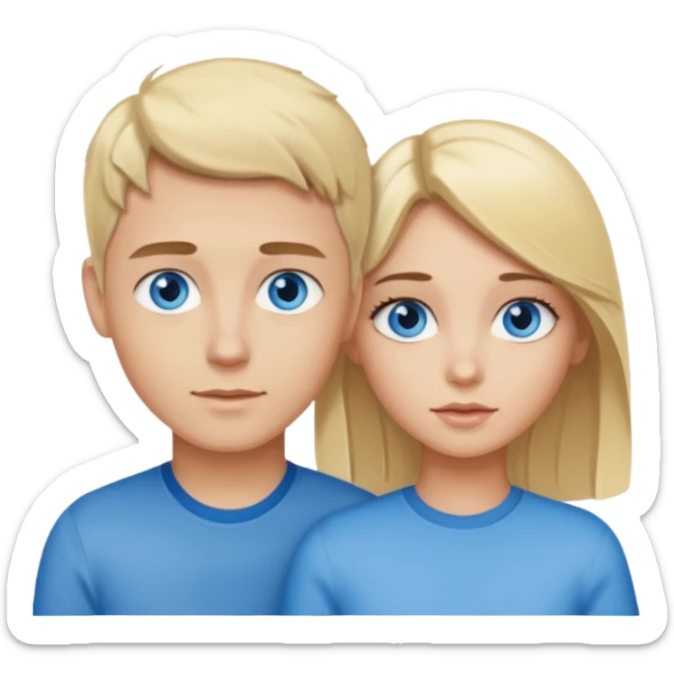 Blue eyes and blonde brunette hair oldest girl and blue eyes blond brunette hair youngest boy sticker