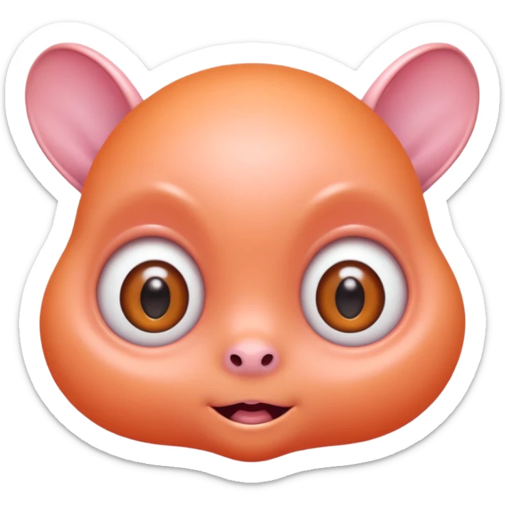Portrait of a cute alien with round head, big shiny eyes, pastel orange skin, small antennae, friendly expression, cartoon style sticker