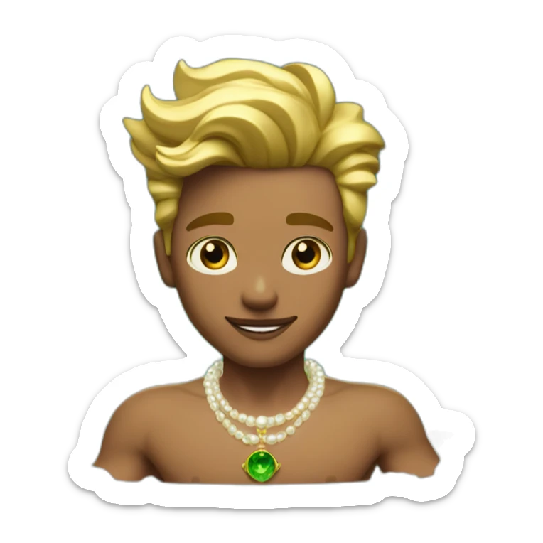 Posh-muscle-boy-with-green-eyes-and-unicorn-hair-and-pearl-necklace-in-golden-bathtub sticker