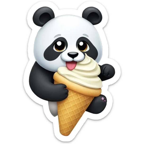 Panda eating ice cream sticker