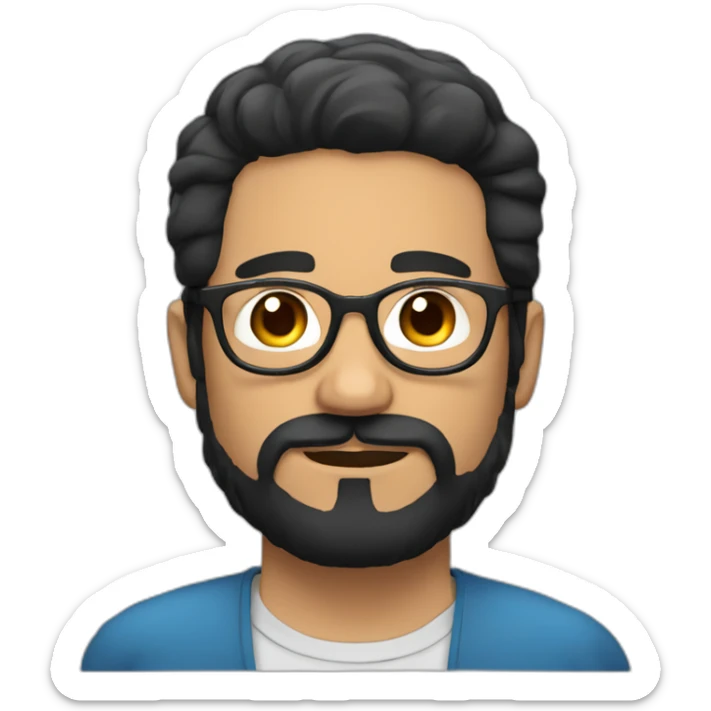 chilean man with black hair and black beard and round transparent glasses sticker