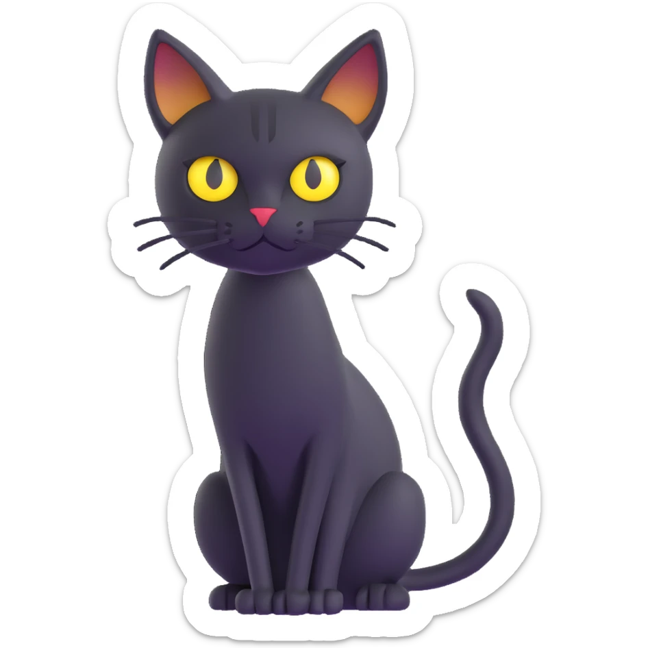 skinny black cat with yellow eyes sticker