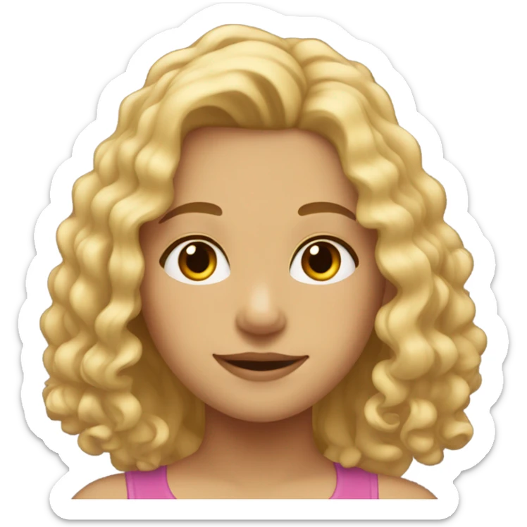 girl with curly, blonde, shoulder length hair, brown eyes  sticker