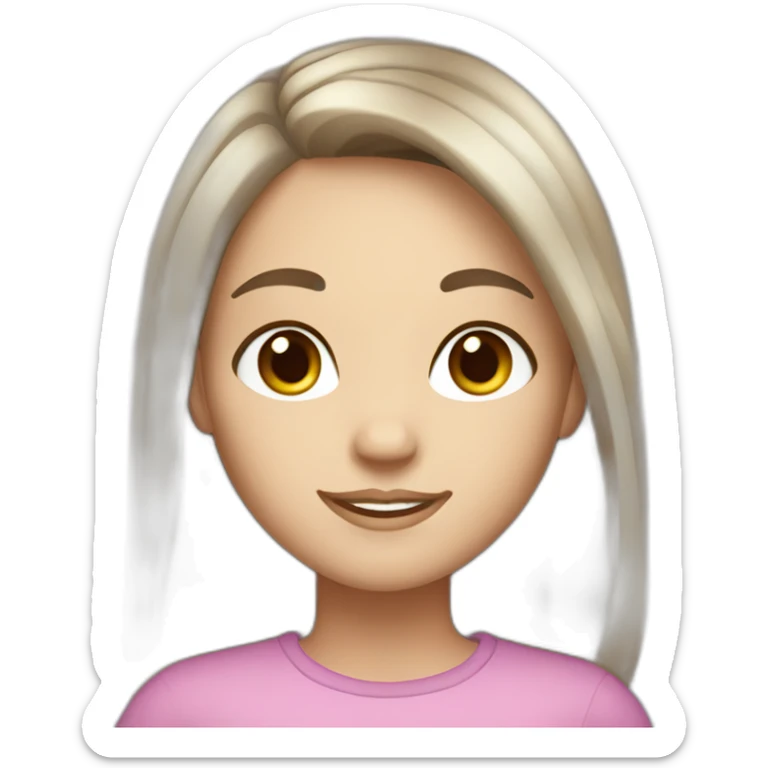 brunette girl with medium-length hair, white skin, freckles and brown eyes. sticker