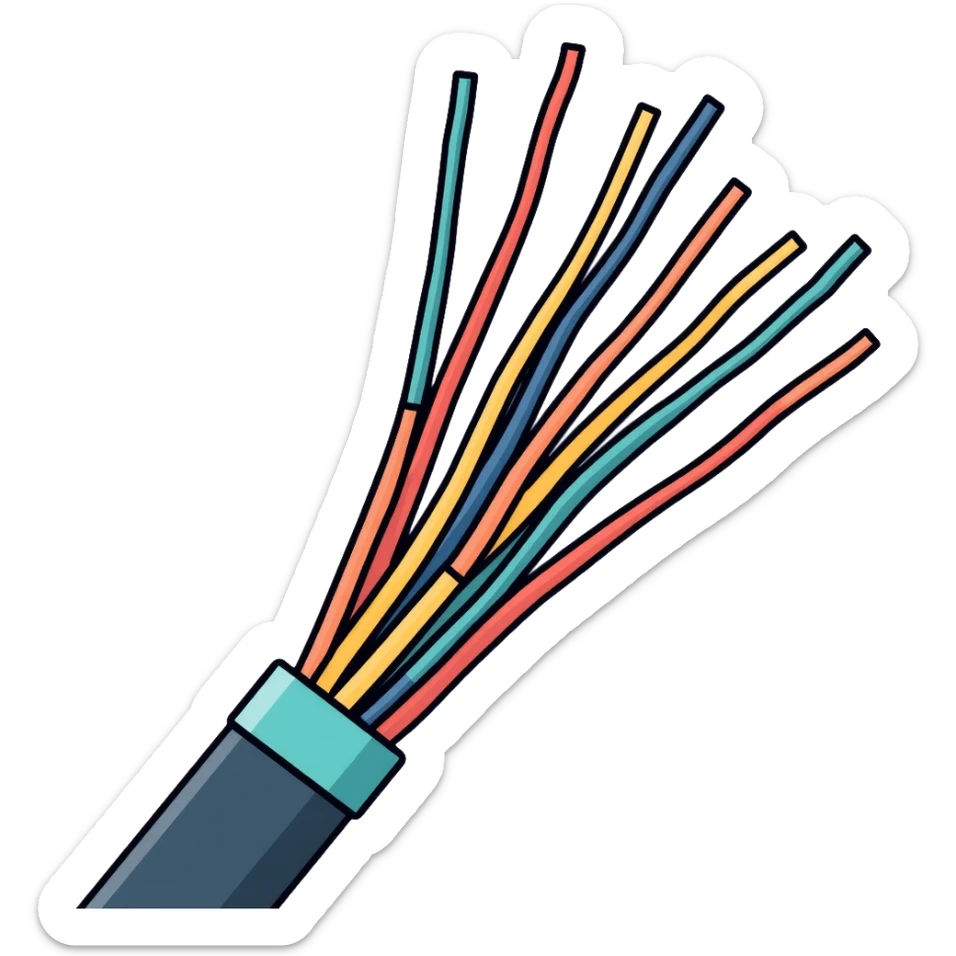 close-up of optical fiber cable filaments showing individual glass strands sticker