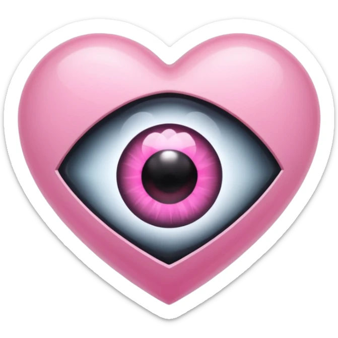 A black heart crystal with a pink eye in the center sticker