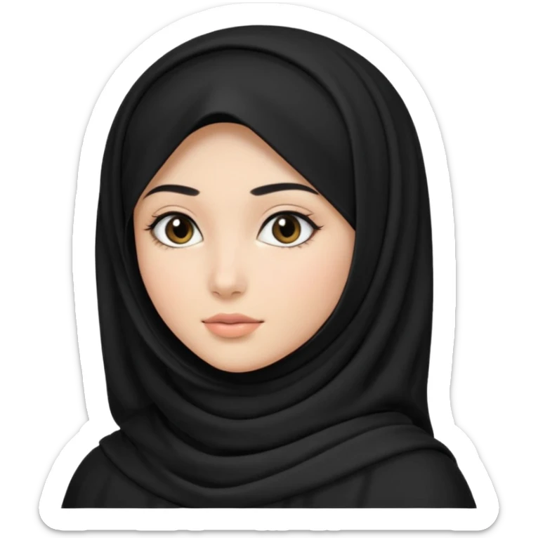 girl with black hijab and another girl with black hair sticker