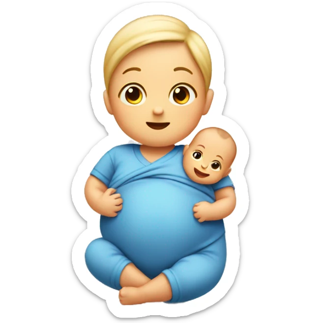 create an emoji of a baby boy inside his mother's belly sticker