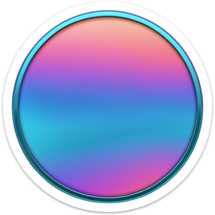 
Rotate 35 degree  coin color in in gradient of turquoise, blue, pink, purple, and coral sticker