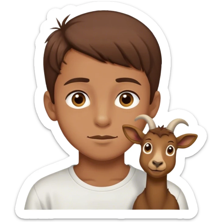 boy with brown hair and brown eyes and a goatie saying the word „poki“ sticker