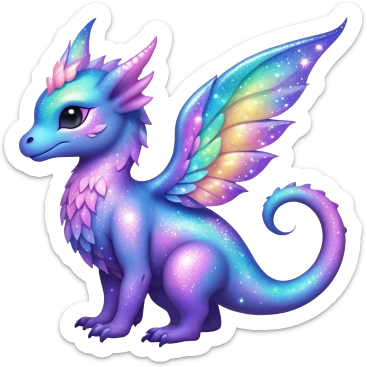 Pastel fantasy nebula glittery Randomly-faerie-drake-colored sparkly exotic Fakémon-creature sticker