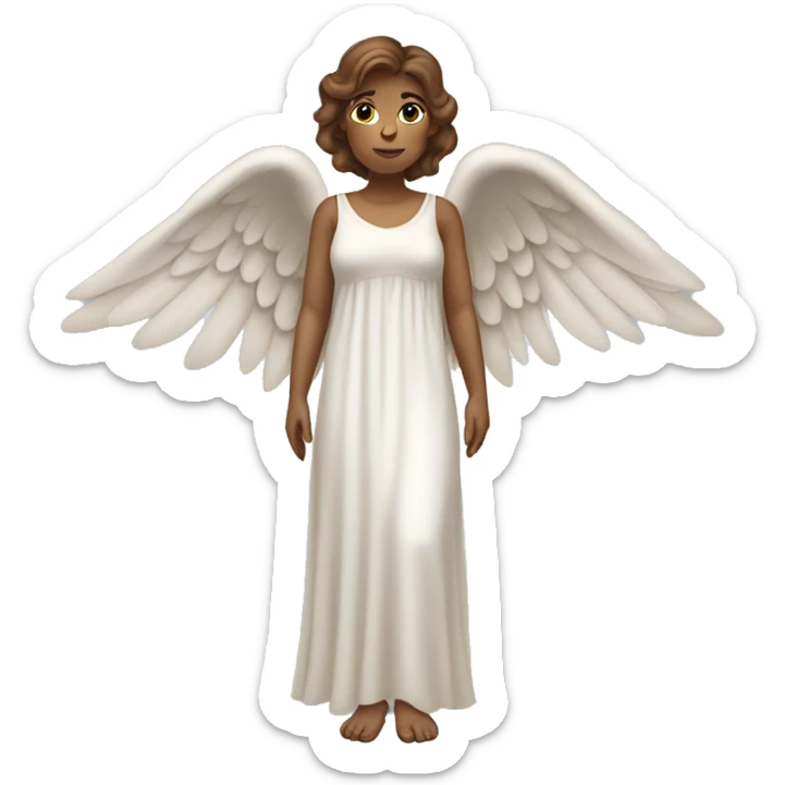 Full length white woman with brown hair dressed as a beautiful angel with wings and a long flowy dress sticker