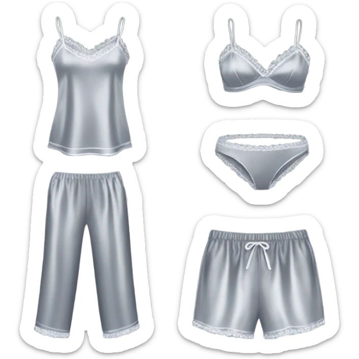 Grey satín camisole pajam sticker
