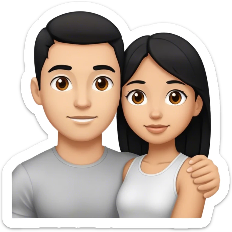a couple brown tan sweet girl and light skin gymbro love misfits black hair  sticker