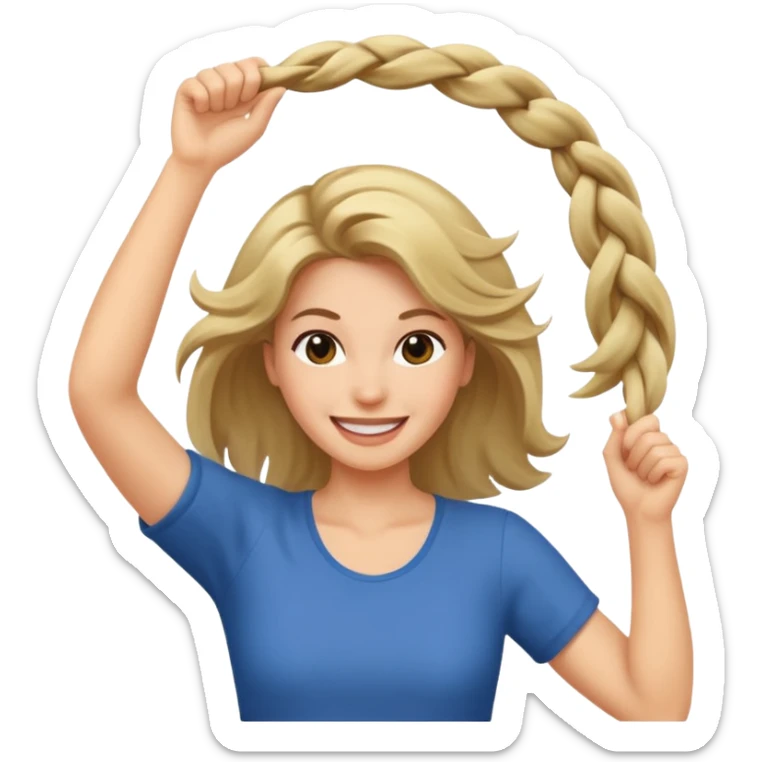 A caucasian woman swinging her hair to the right while smiling sticker