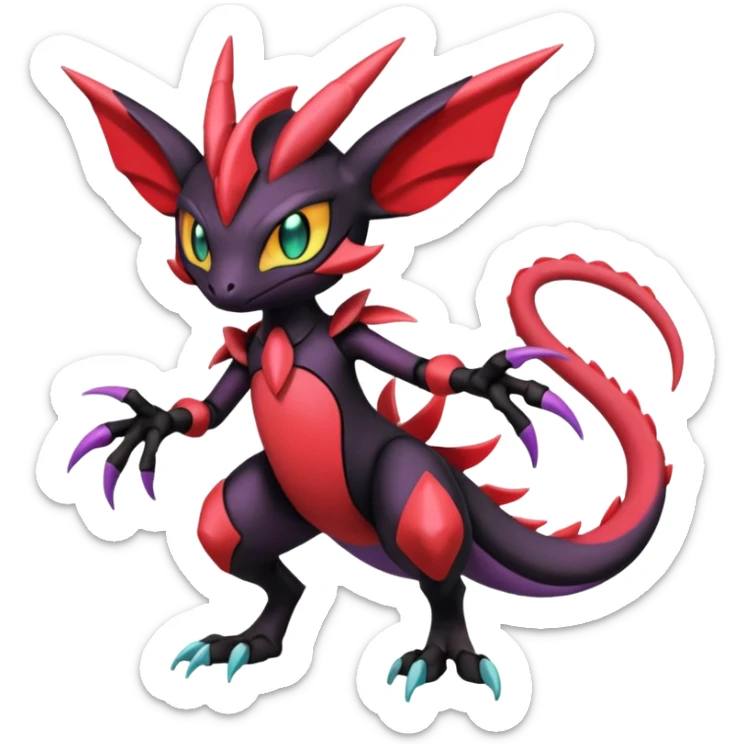 Colorful Cool Badass  Meloetta-Noibat-Noivern-Salandit-Guilmon-Darkrai-Pokémon-Fakémon-fusion-hybrid-creature sticker