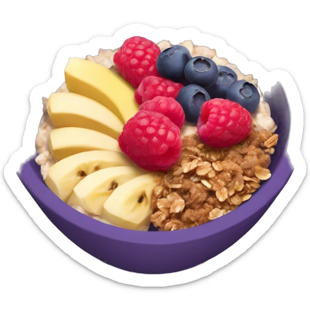 açai bowl topped with granola and banana and raspberries  sticker