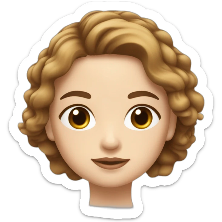 Fille blanche avec cicatrice de brulure à la joue avec des cheveux court marrons sticker