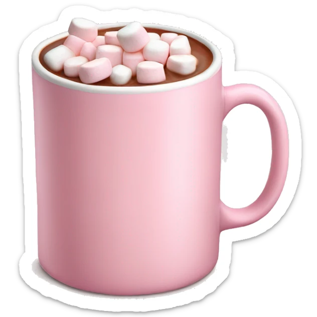 Light Pink mug of hot chocolate with marshmallows  sticker