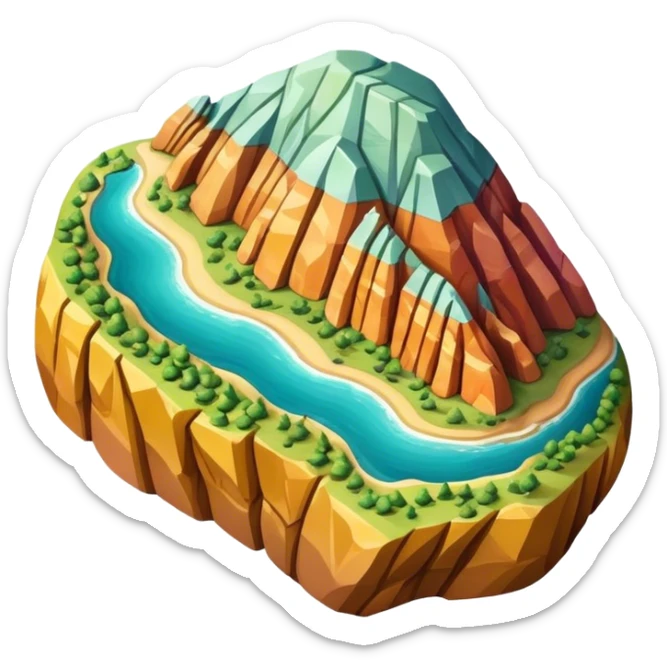 Cinematic Realistic Guatap√© Rock Landmark Emoji, showcasing a vividly colored rock formation with intricate patterns rendered with detailed textures and vibrant, scenic lighting. sticker