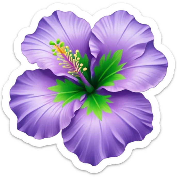 Change the single lilac hibiscus blossom to blue and lime green colors, keep the emoji style, with no background. sticker