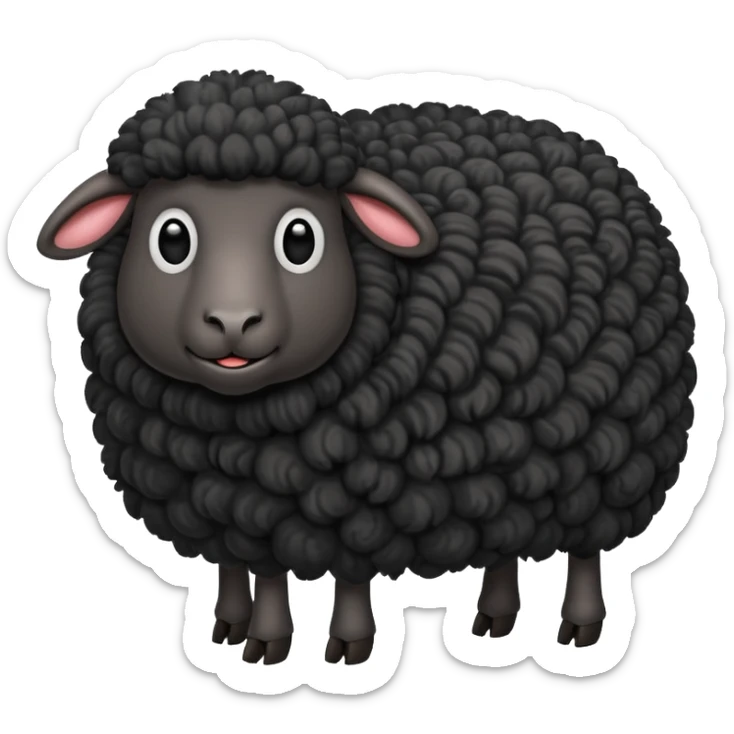 Oveja negra con el cuerpo entero de lado y cara graciosa  sticker