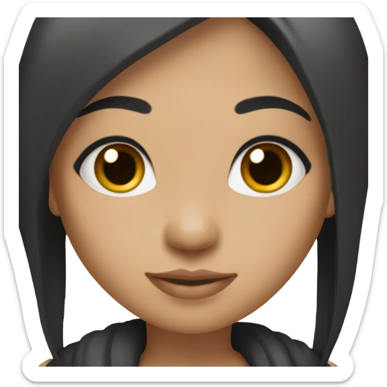 girl with long straight black hair with long long eyelashes with a bit of makeup and is mixed skin tone but a tiny bit darker sticker