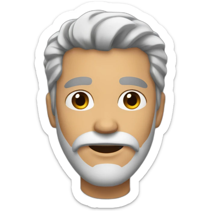 face with a beard, black hair with gray hair sticker