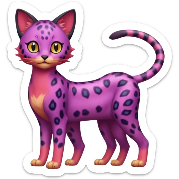Gradients-colored realistic elegant lanky feminine cute pretty  Liepard-Purrloin-Litten-Sprigatito-Pokémon-fusion-creature (full body) sticker