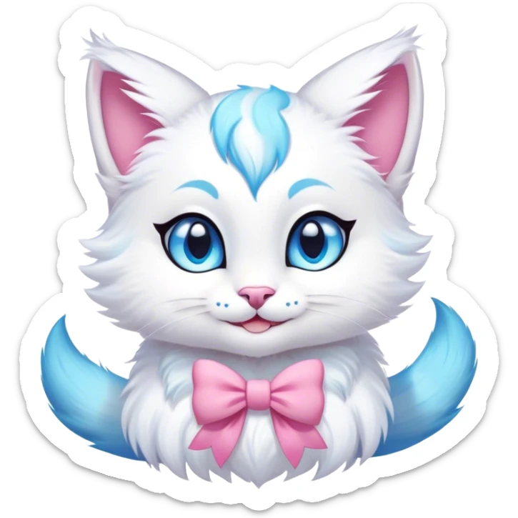 Kawaii bright fantasy ethereal anthro feline fursona animal creature sticker