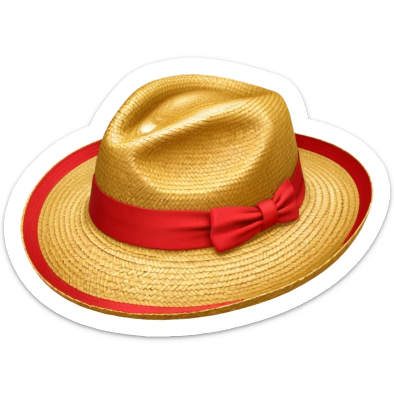 Sombrero de paja con una tira roja en la parte central sin ninguna soporte sticker