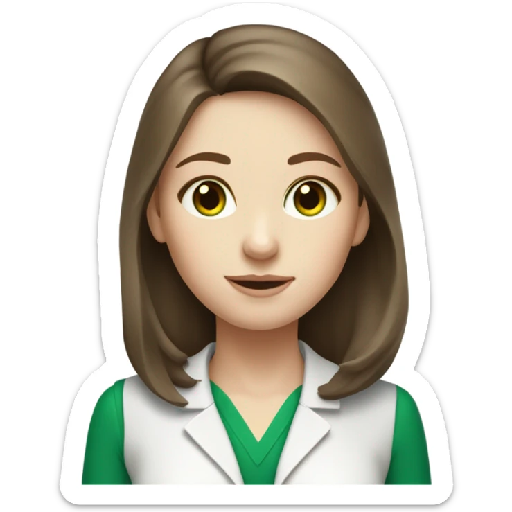 Nutritionist girl brown hair pale skin green eyes  sticker