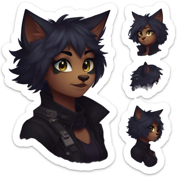 Edgy sharp anthro tomboy black cat furry by Falvie, LiLaiRa, griffsnuff, AngieWolf sticker