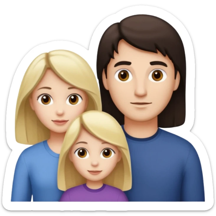 Familia : Hombre pelo oscuro, Mujer pelo cafe, hija 1 pelo mono , hija 2 pelo oscuro. sticker