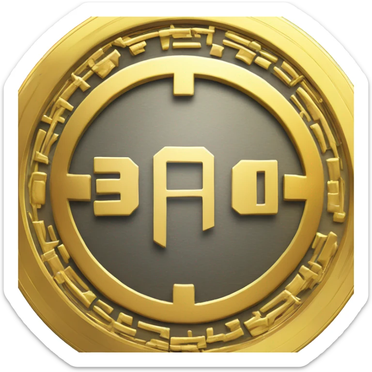 A shiny gold coin with a blockchain symbol or a futuristic "W3" logo in the center, representing the Web3 aspect of the game economy. sticker