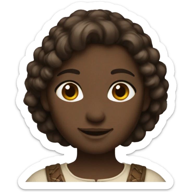 Medieval girl smiling, black skin, brown hair, hazel eyes sticker