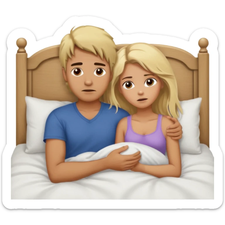 guy holding a blonde girl by her hair in bedb sticker