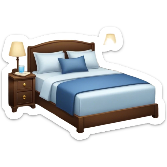 A dimly lit bedroom. The bed is neatly made, and a glass of water sits beside a book on a cozy nightstand. Soft lighting signals a peaceful wind-down, representing the calm and control that comes from reclaiming your evenings. sticker