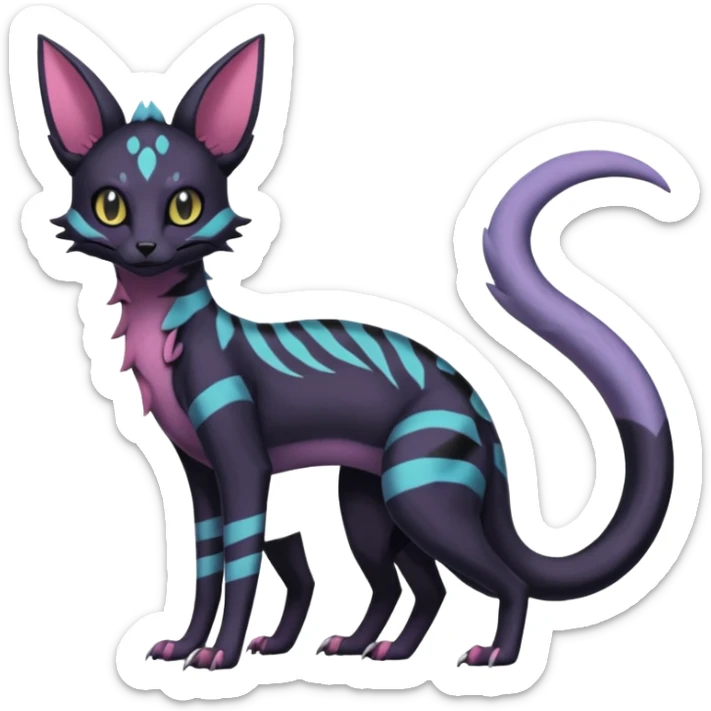 Gothic pastel Salandit-Umbreon-Genet-Noivern-Noibat-Serval-Hybrid (Full body) sticker