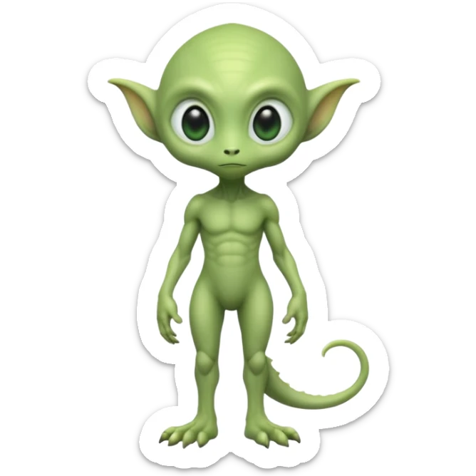 full body cute humanoid peacefull alien furry with 2 legs and eye stalks stands upright and looks intelligent ...wears clothing. not green sticker
