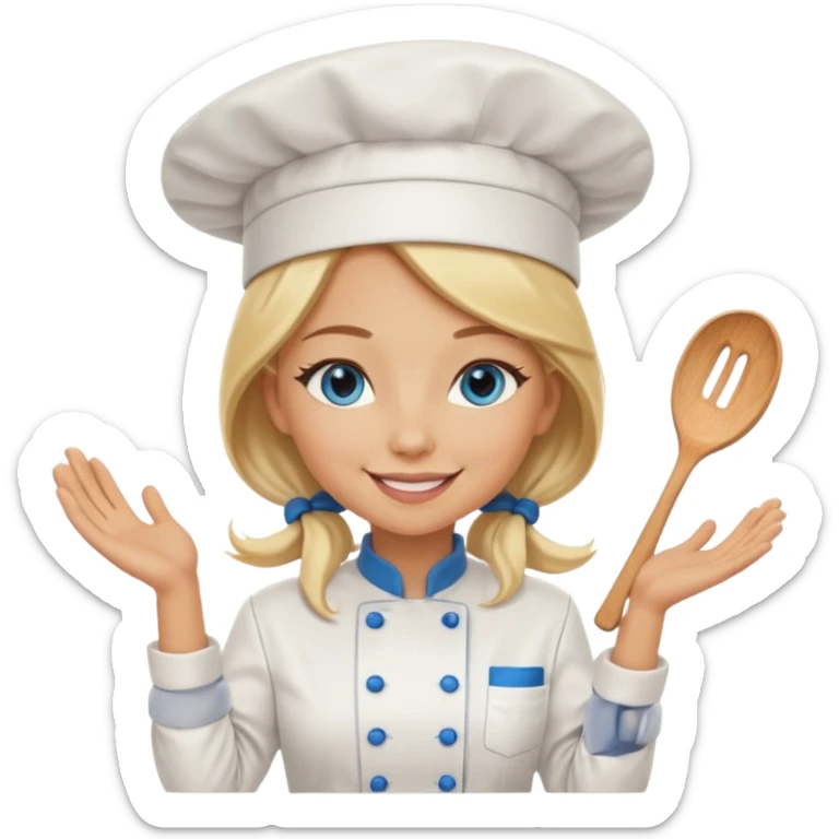 Full body 
Sexy Long Blonde hair blue eyed female chef sticker