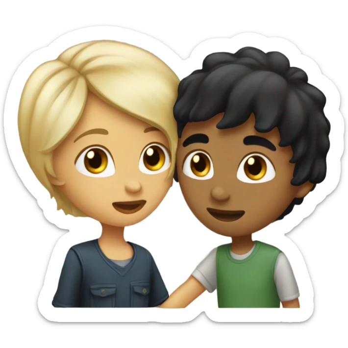 black hair girl and boy blond hair kisses girl  sticker
