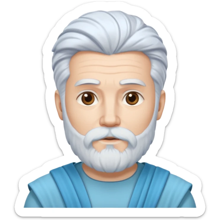 Uranus, God of Sky from Gods and Goddesses with white hair and beard, pale blue outfit sticker